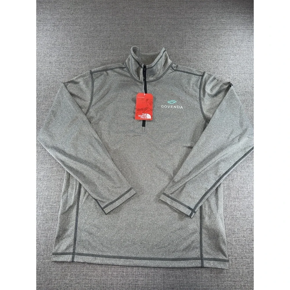 The North Face Tech 1/4 Zip Fleece Pullover Gray‎ Men's Medium Covenda Logo NWT